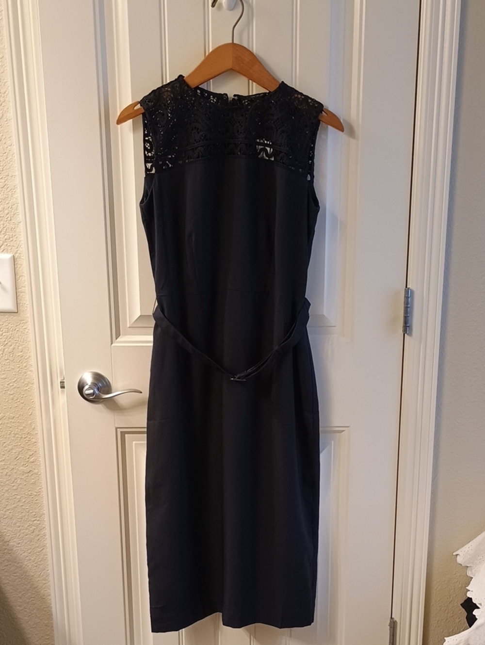 NWT Ann Taylor Navy Sleeveless Dress with Lace Yoke